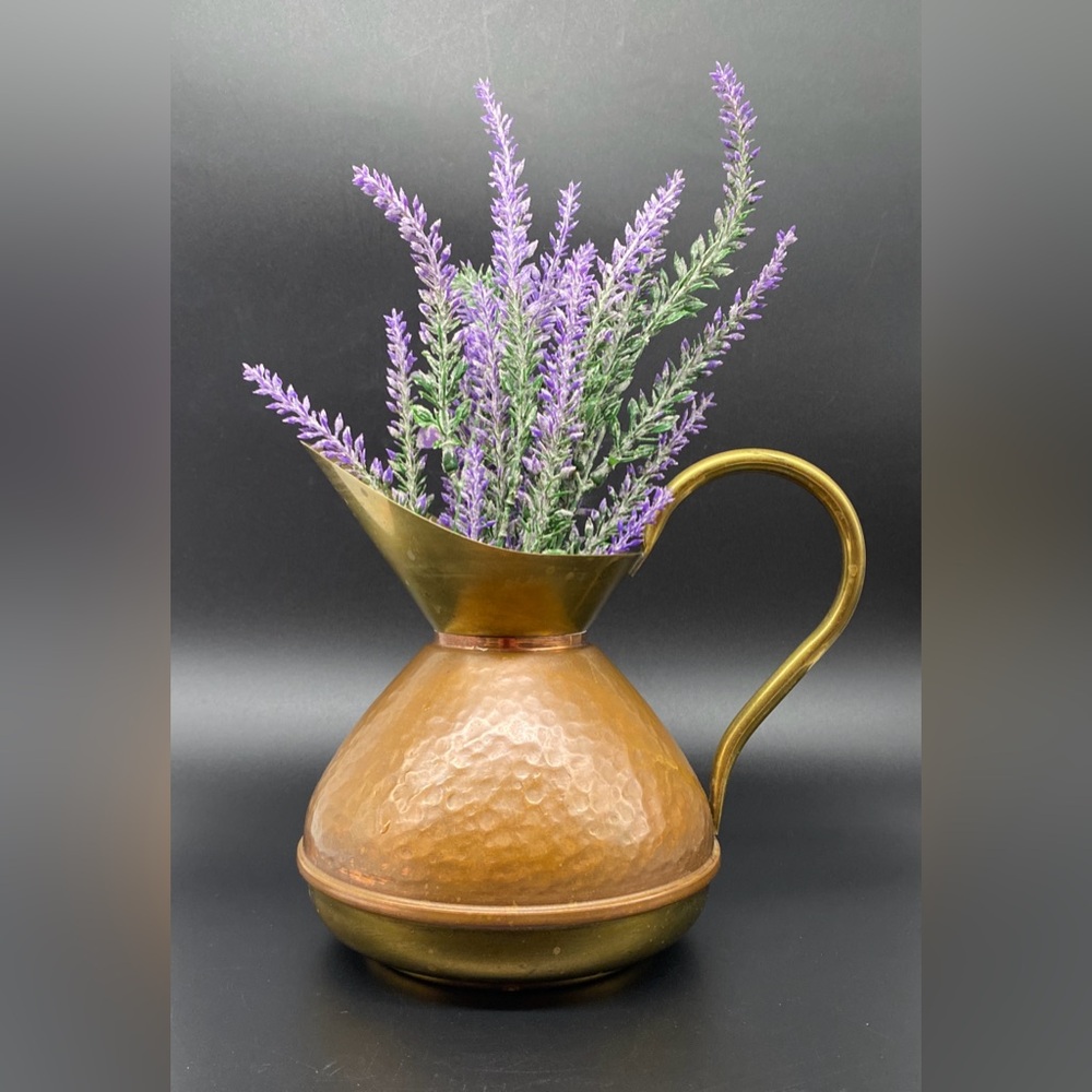 Vintage Brass Hammered/ Copper Pitcher - Farmhouse Decor - Made in Holland